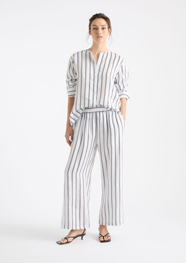 Mela Purdie Trio Stripe Print Linen Shell Shirt