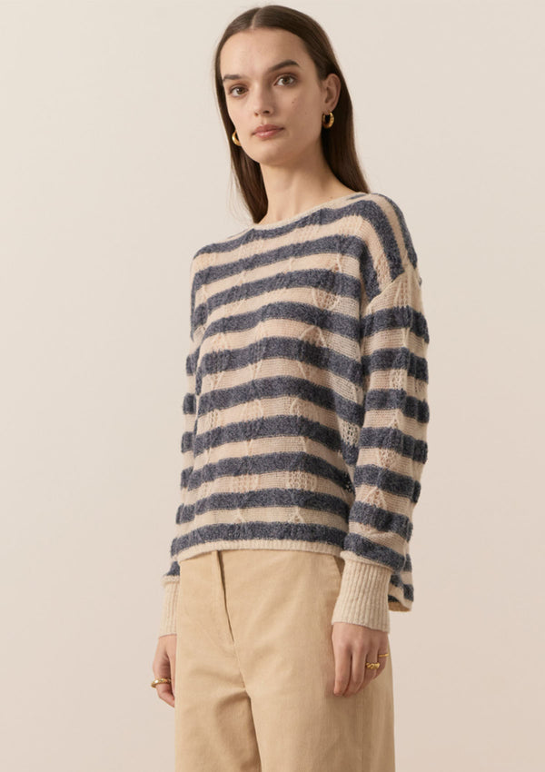 POL Clothing Bronte Pointelle Cable Knit