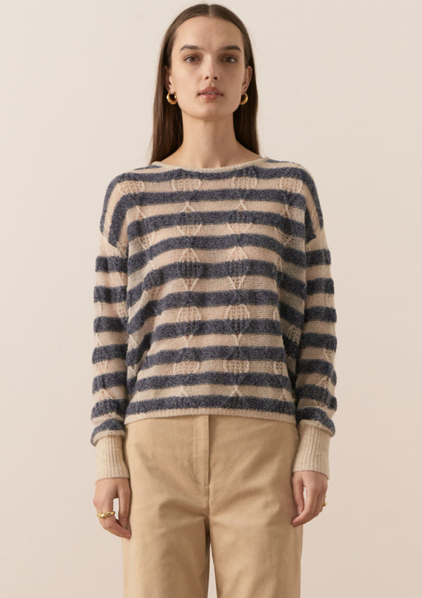 POL Clothing Bronte Pointelle Cable Knit