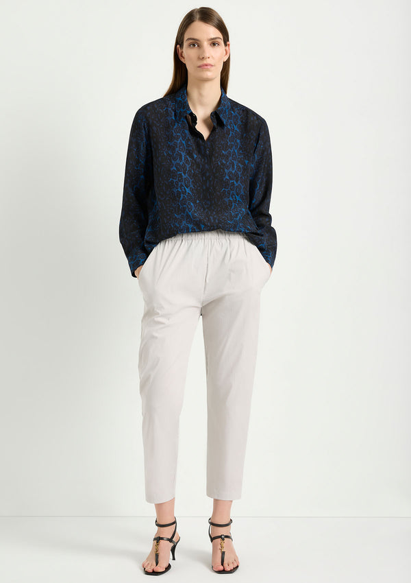 Mela Purdie Sapphire Leopard Silk Print Soft Shirt
