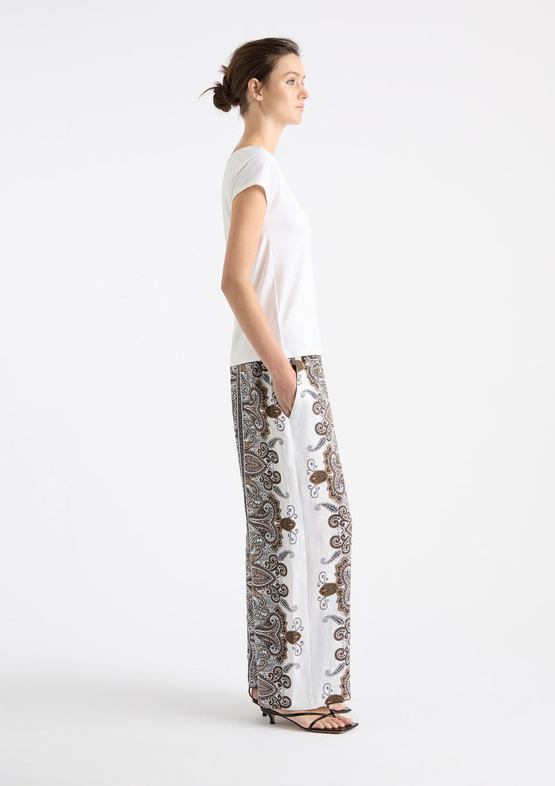 Mela Purdie Lattice Print Linen Pace Pant