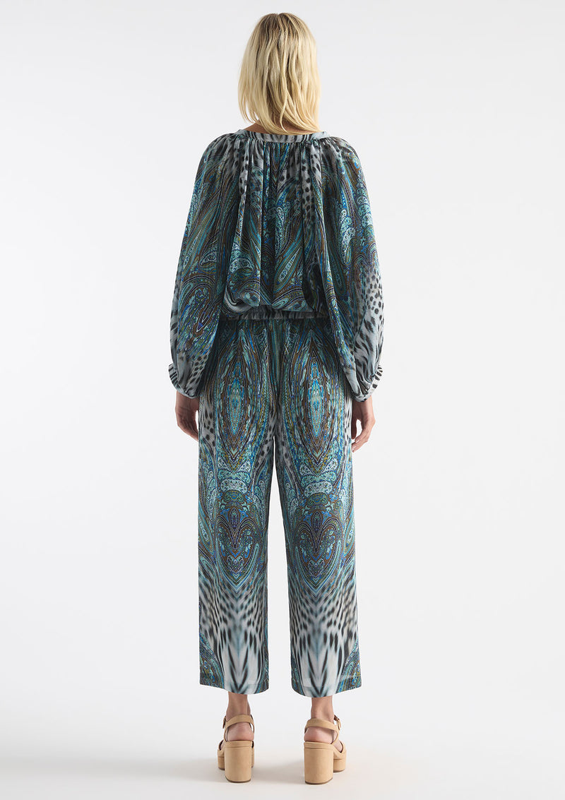 Mela Purdie Peacock Print Silk Pace Pant