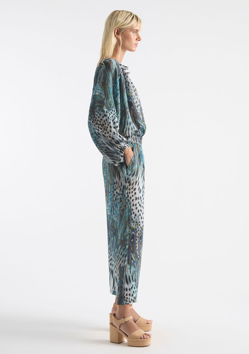 Mela Purdie Peacock Print Silk Pace Pant