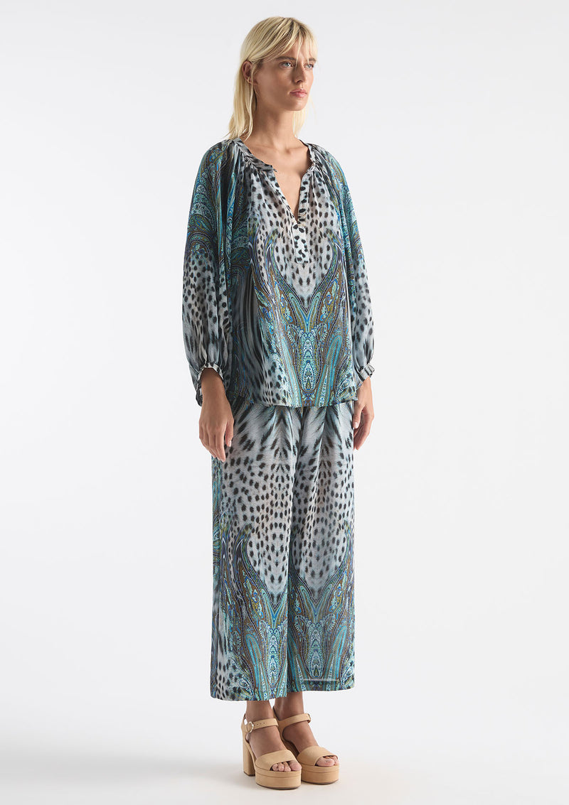 Mela Purdie Peacock Print Silk Pace Pant