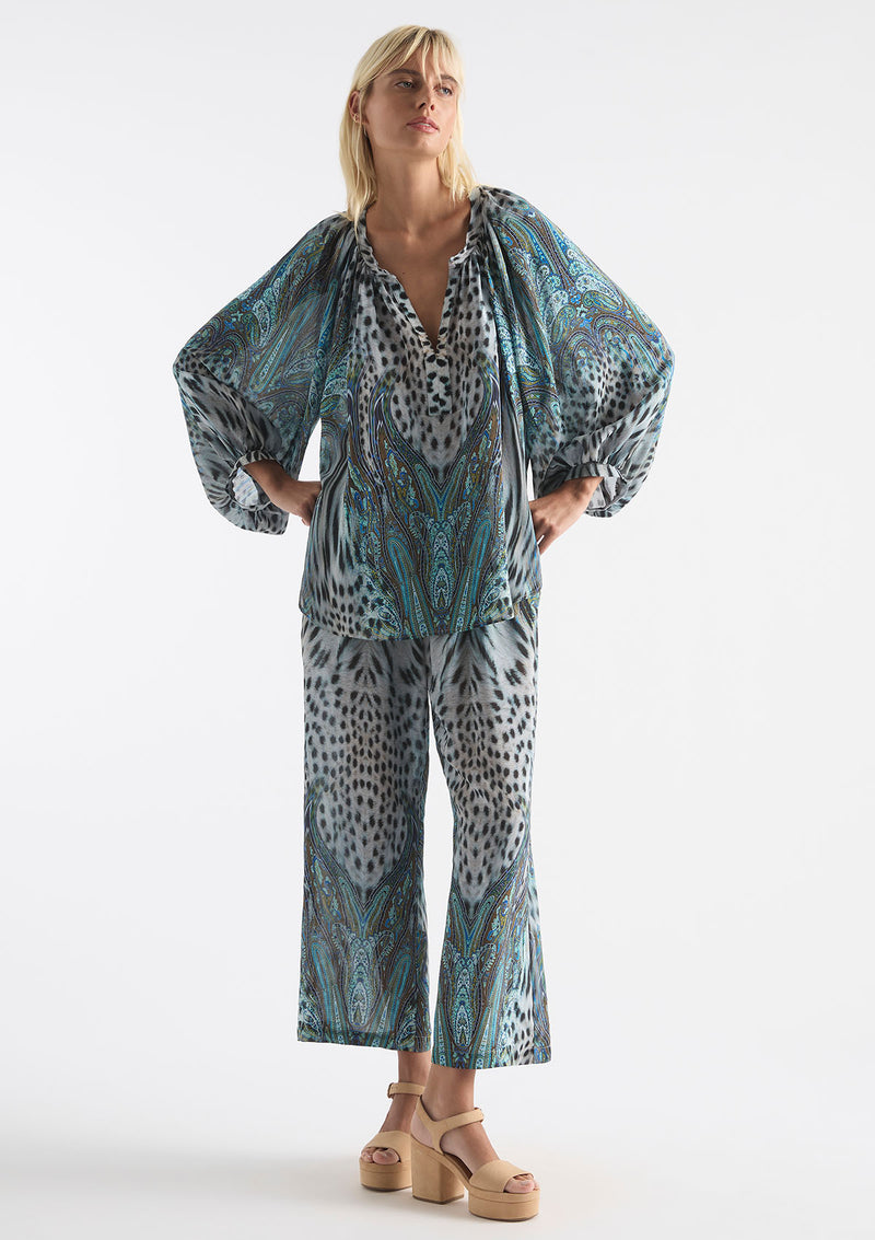 Mela Purdie Peacock Print Silk Pace Pant