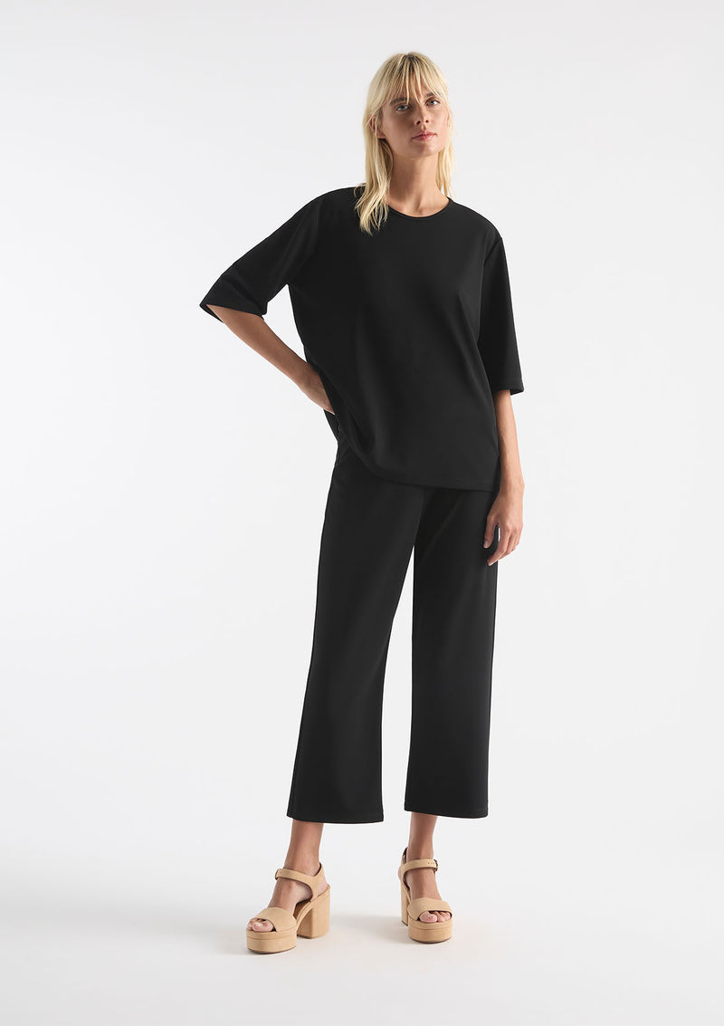 Mela Purdie Stretch Velvet Palazzo Pant Black 1777