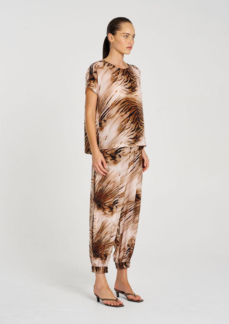 Mela Purdie Silk Tiger Print Moroccan Pant