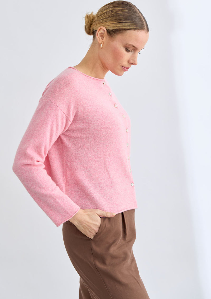 Mia Fratino Pure Reversible Button Cardigan - Petal
