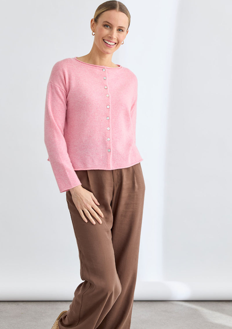 Mia Fratino Pure Reversible Button Cardigan - Petal