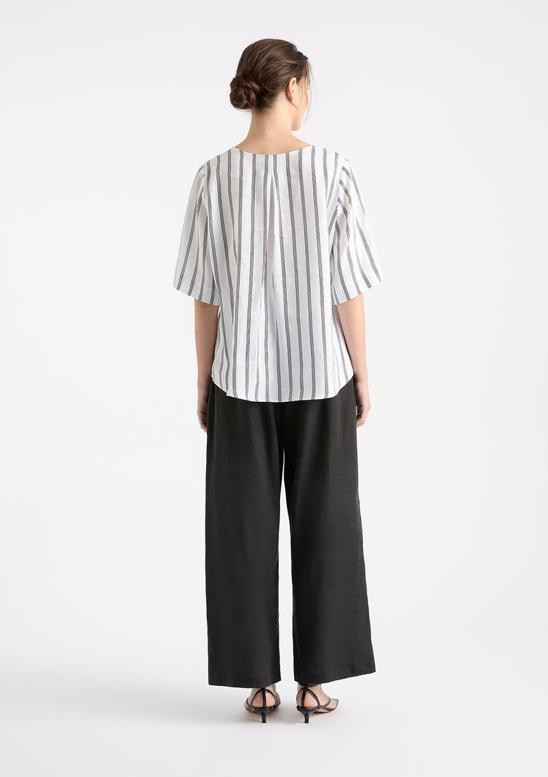 Mela Purdie Trio Stripe Print Linen Plaza T