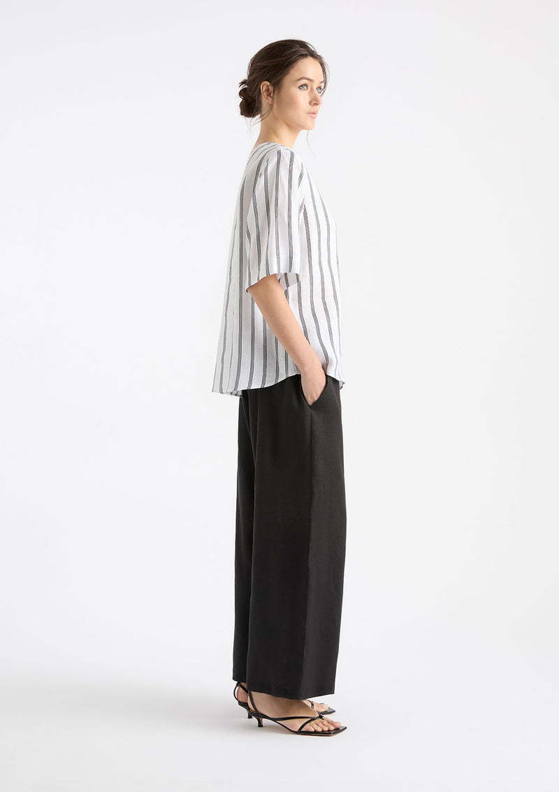 Mela Purdie Trio Stripe Print Linen Plaza T