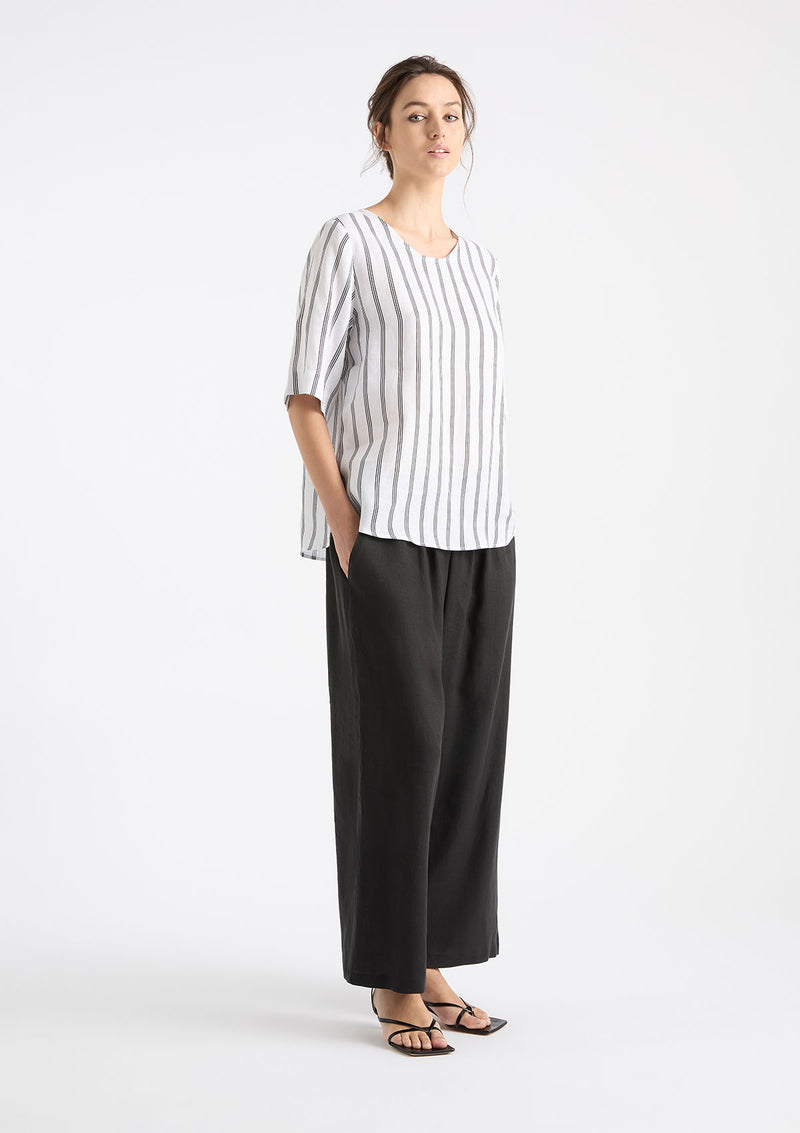 Mela Purdie Trio Stripe Print Linen Plaza T