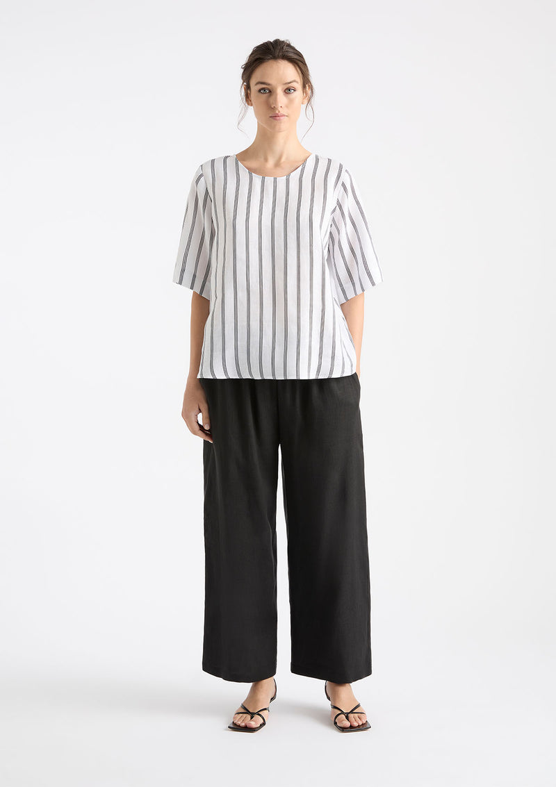 Mela Purdie Trio Stripe Print Linen Plaza T