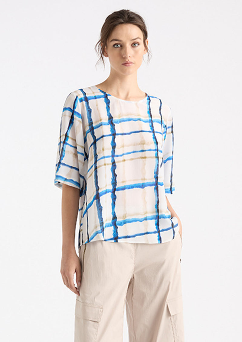 Mela Purdie Riviera Check Print Silk Plaza T