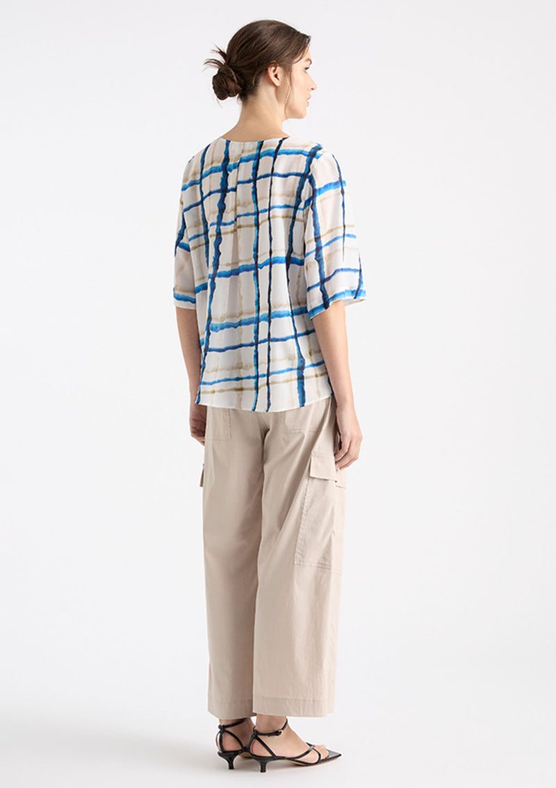 Mela Purdie Riviera Check Print Silk Plaza T
