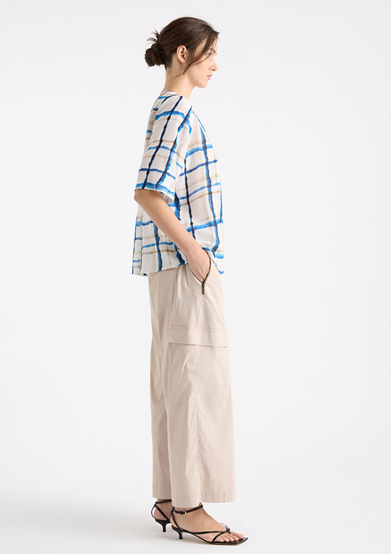 Mela Purdie Riviera Check Print Silk Plaza T