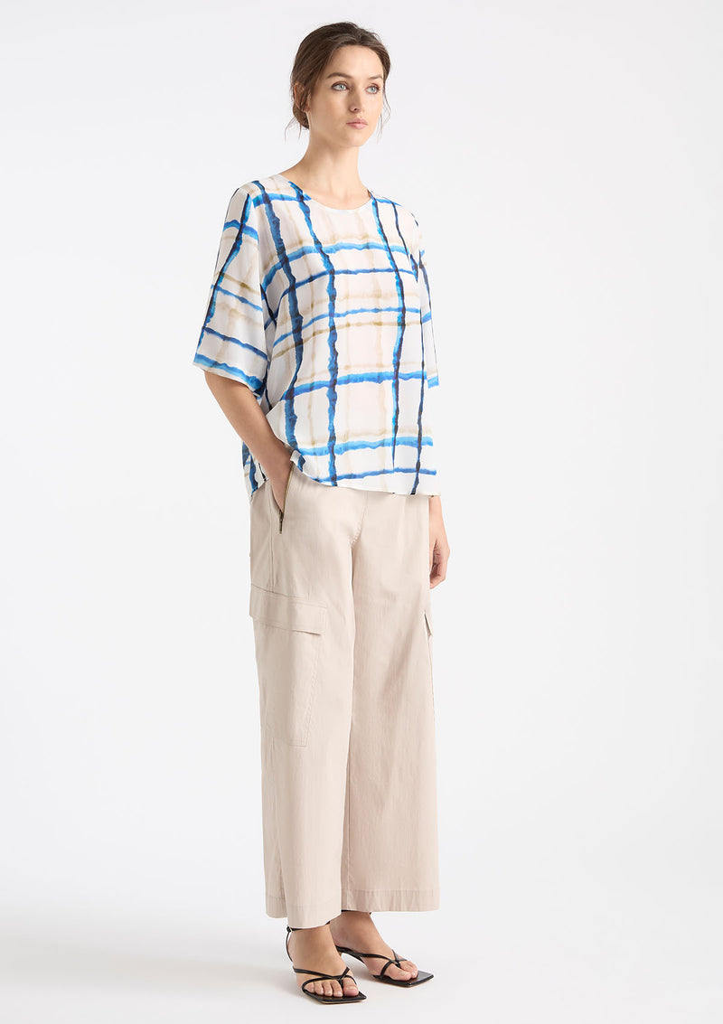 Mela Purdie Riviera Check Print Silk Plaza T