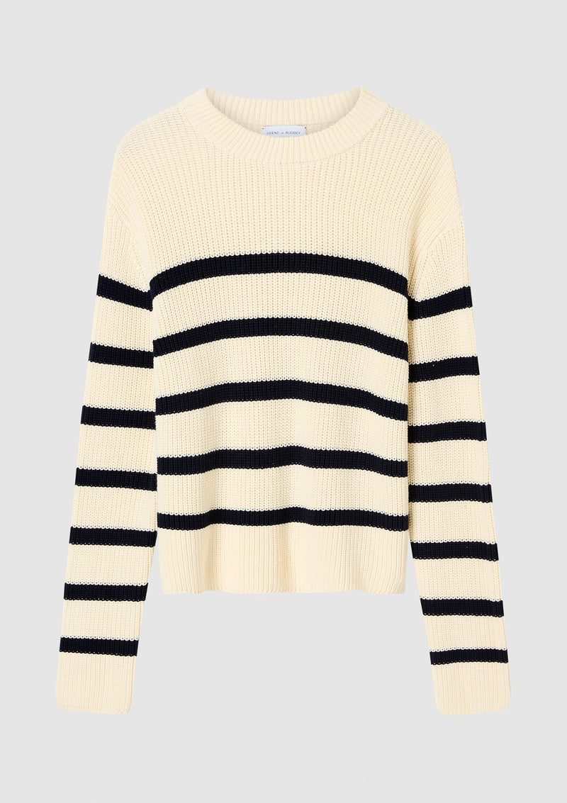 FRIEND of AUDREY Cotton Striped Knit Top