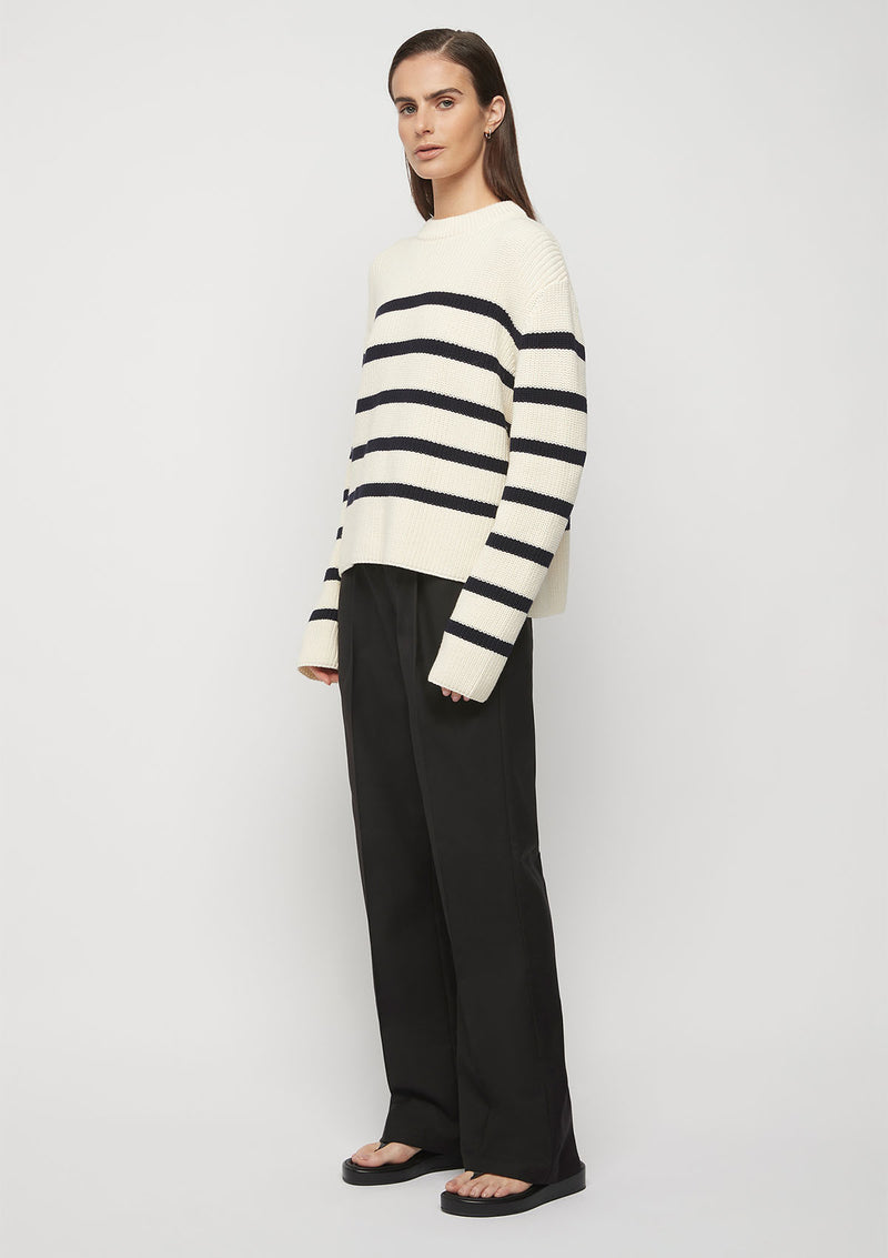FRIEND of AUDREY Cotton Striped Knit Top