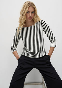 Mela Purdie Straw Stripe Jersey Relaxed Boatneck