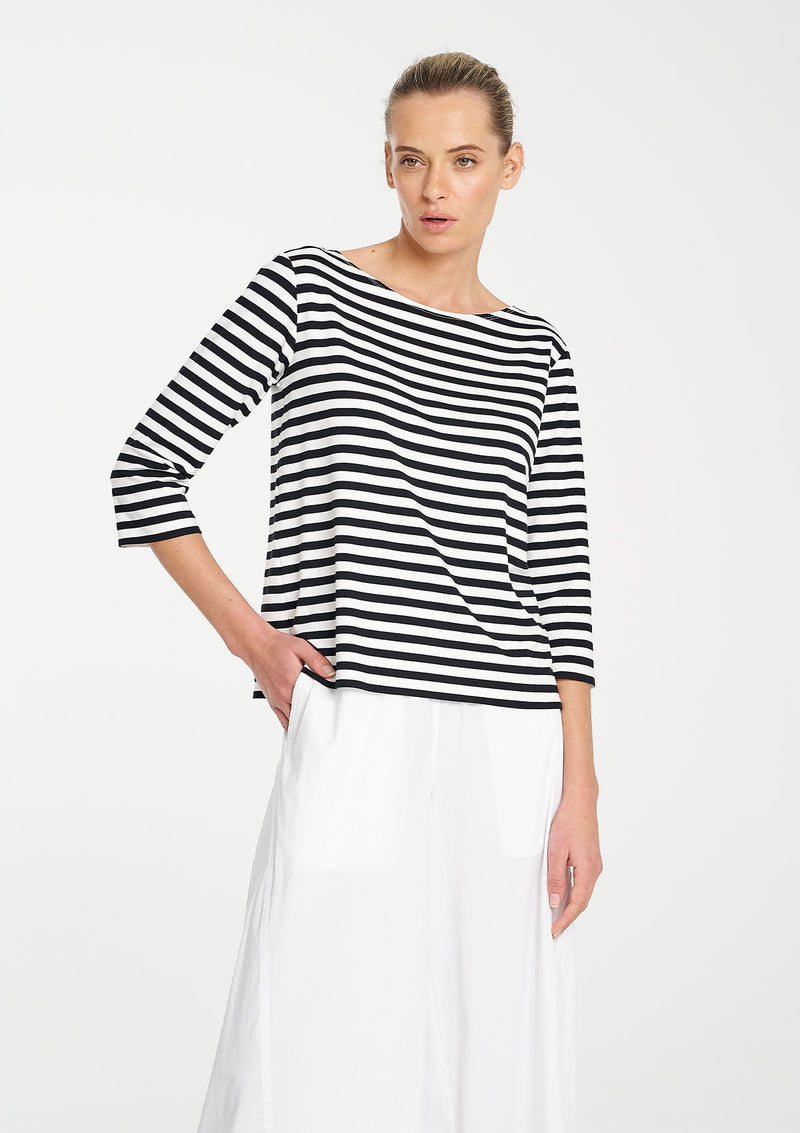 Mela Purdie Picasso Stripe Jersey Relaxed Boat Neck