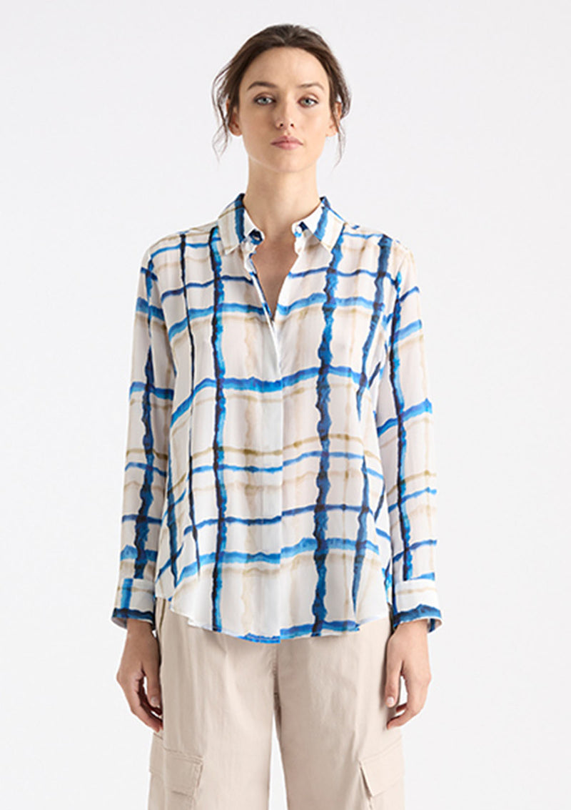 Mela Purdie Riviera Check Print Silk Soft Shirt