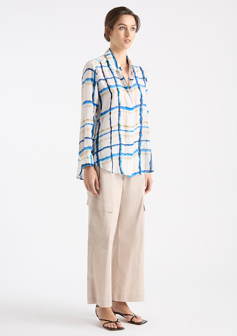 Mela Purdie Riviera Check Print Silk Soft Shirt
