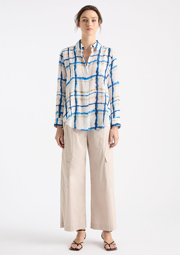 Mela Purdie Riviera Check Print Silk Soft Shirt
