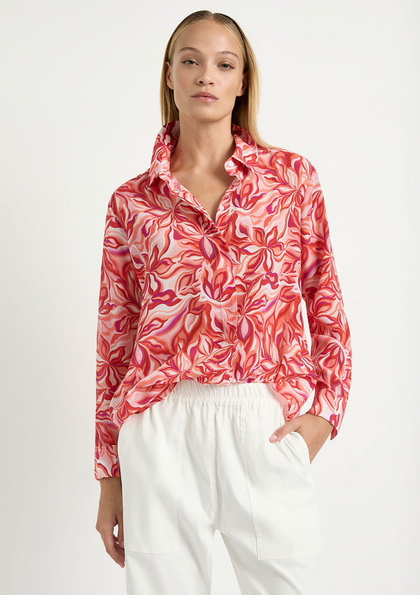 Mela Purdie Tangelo Print Silk Soft Shirt