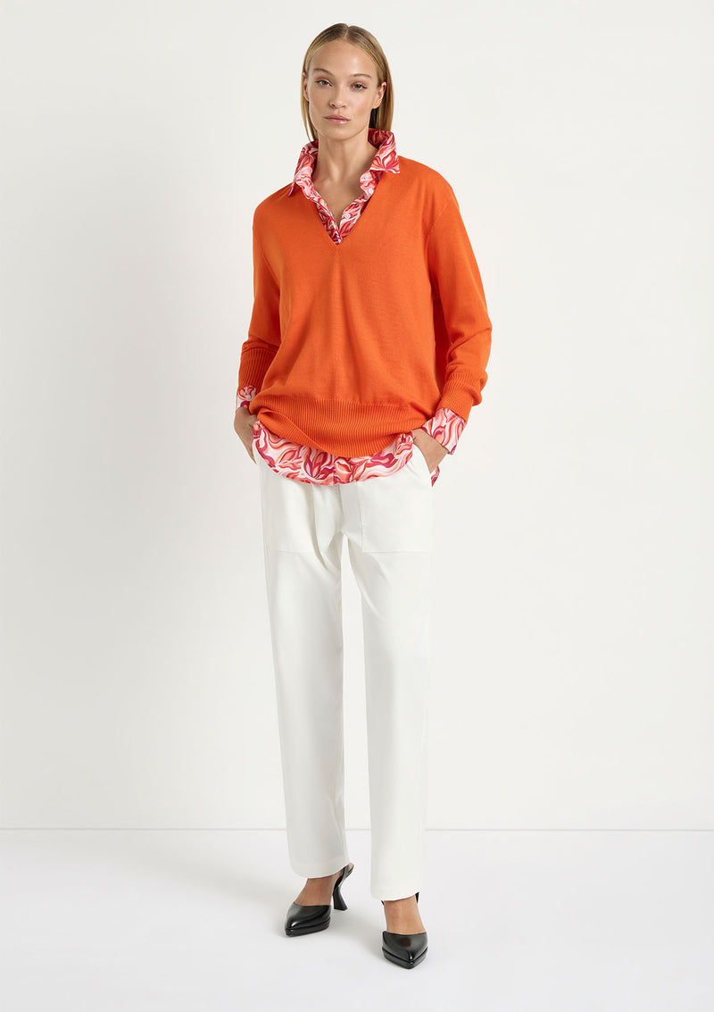 Mela Purdie Tangelo Print Silk Soft Shirt