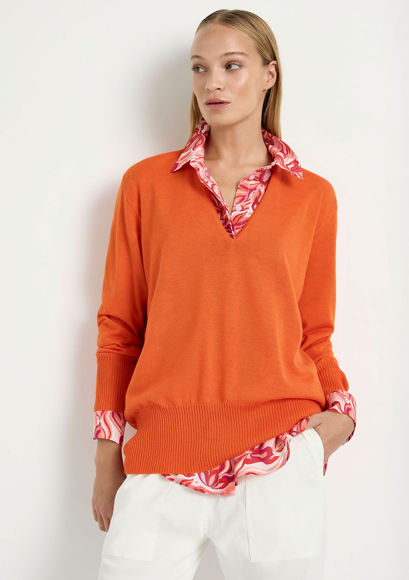 Mela Purdie Tangelo Print Silk Soft Shirt