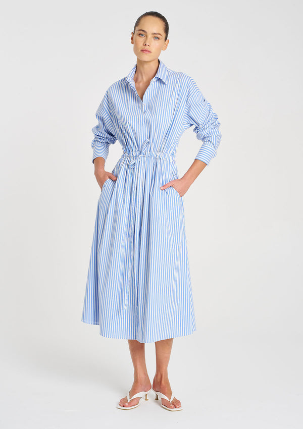 Mela Purdie Stripe Microprene Draw Waist Dress