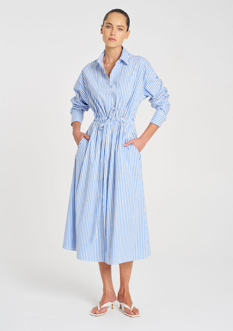 Mela Purdie Stripe Microprene Draw Waist Dress