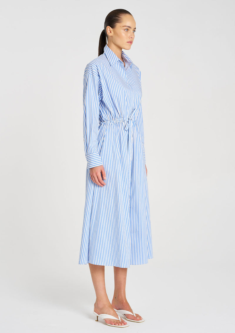 Mela Purdie Stripe Microprene Draw Waist Dress