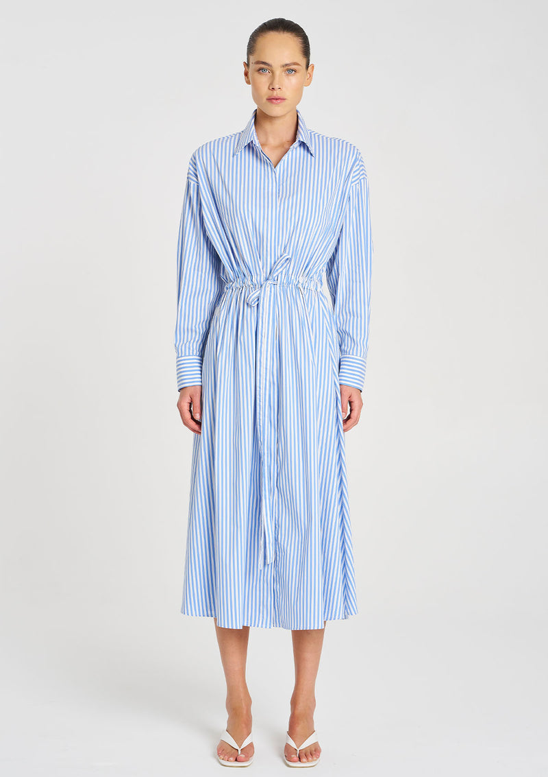 Mela Purdie Stripe Microprene Draw Waist Dress