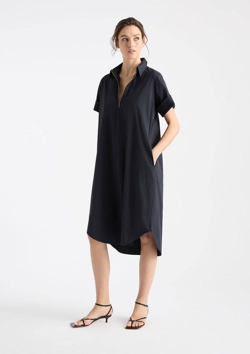 Mela Purdie Microprene SS Zip Front Dress