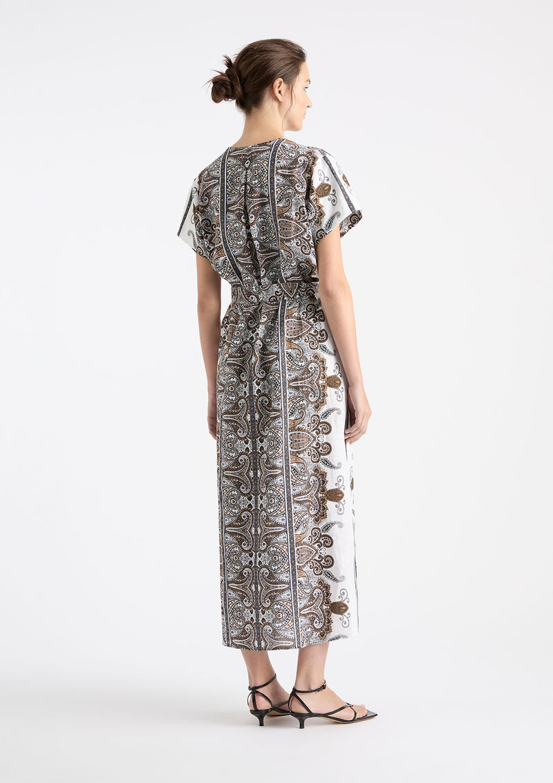 Mela Purdie Lattice Print Linen Shell Dress