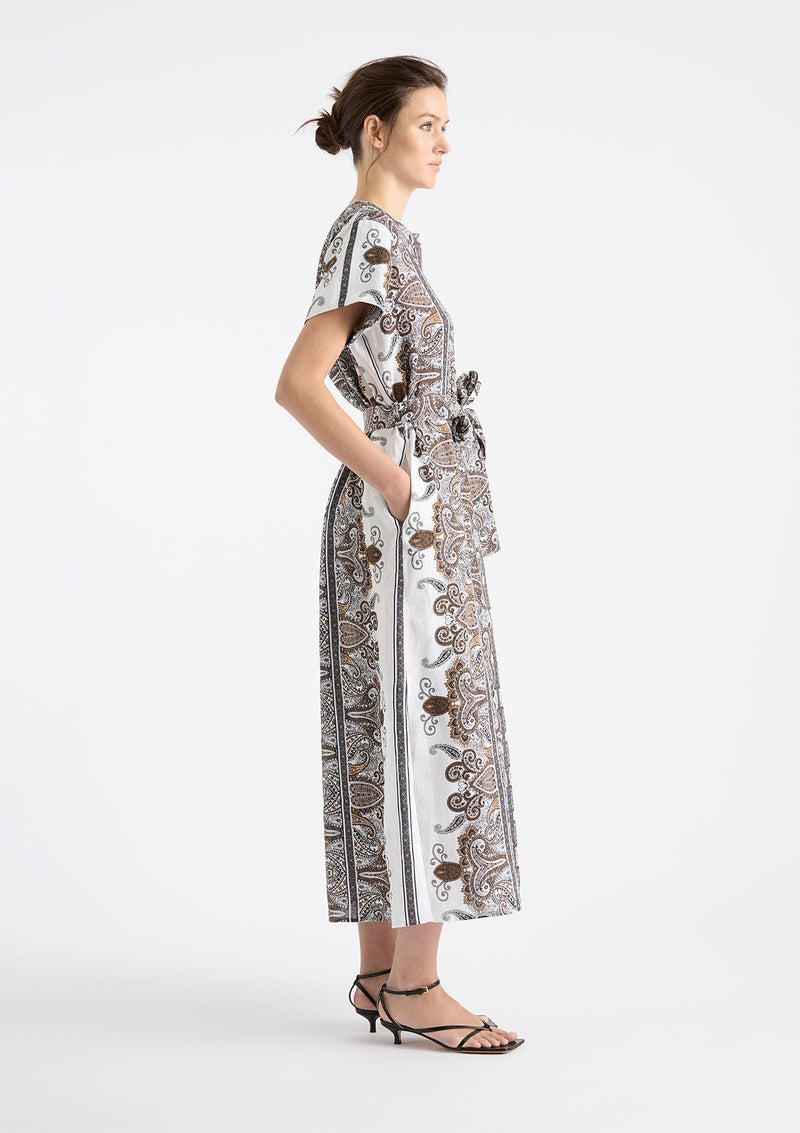 Mela Purdie Lattice Print Linen Shell Dress