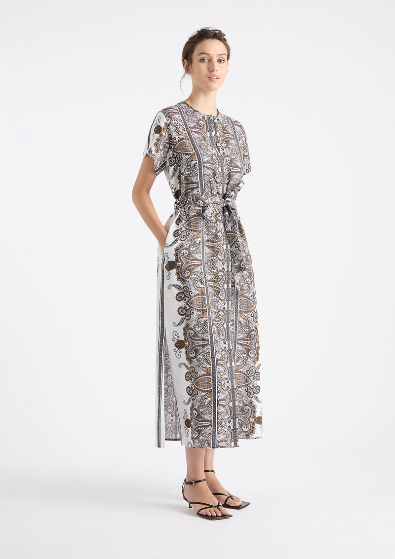 Mela Purdie Lattice Print Linen Shell Dress