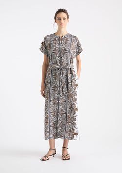Mela Purdie Lattice Print Linen Shell Dress