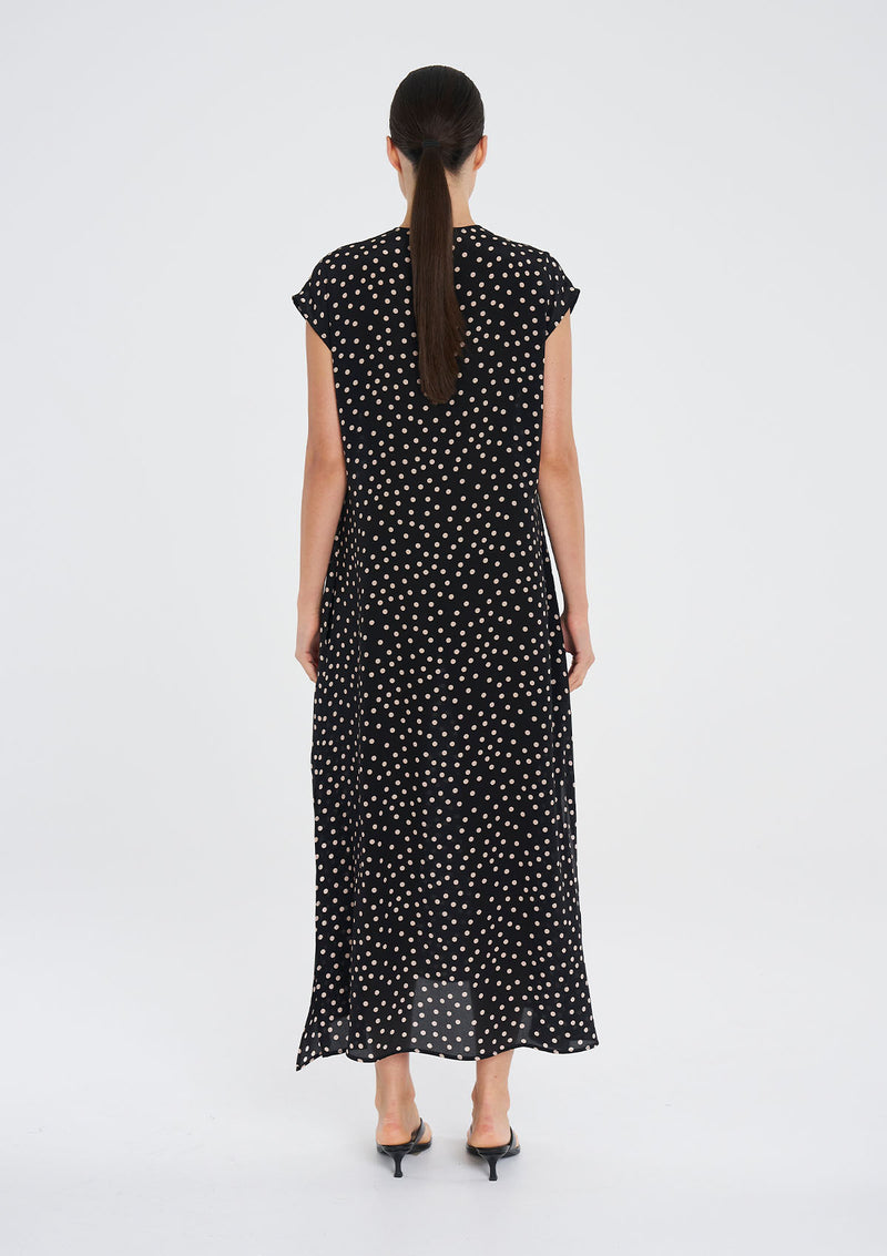 Mela Purdie Scattered Spot Silk Maxi Slice Dress