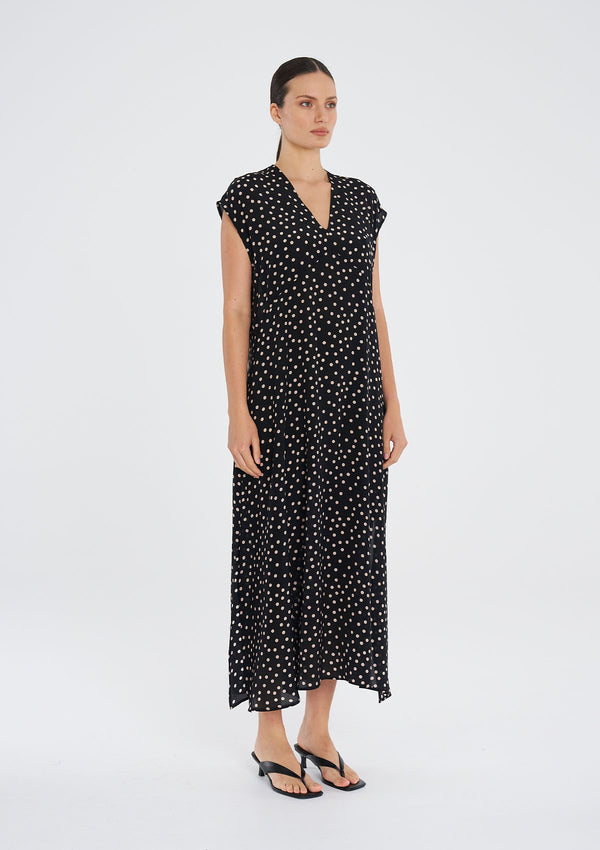 Mela Purdie Scattered Spot Silk Maxi Slice Dress