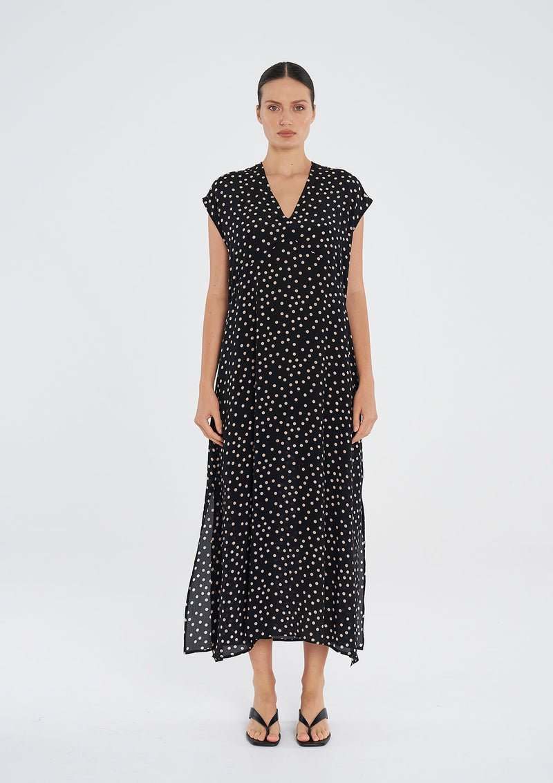 Mela Purdie Scattered Spot Silk Maxi Slice Dress