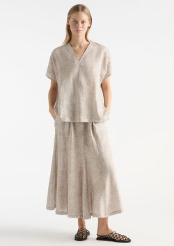 Mela Purdie Tortoise Shell Linen Palazzo Skirt