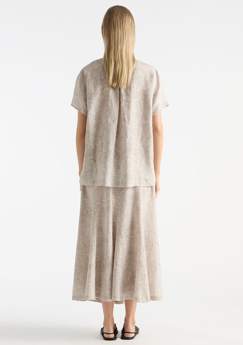 Mela Purdie Tortoise Shell Linen Palazzo Skirt