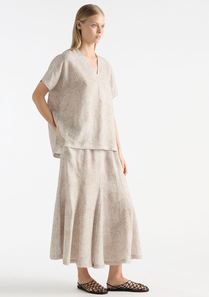 Mela Purdie Tortoise Shell Linen Palazzo Skirt