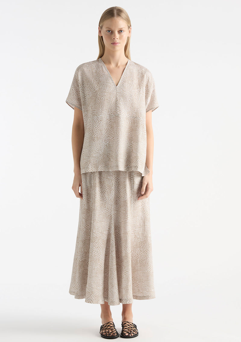 Mela Purdie Tortoise Shell Linen Palazzo Skirt