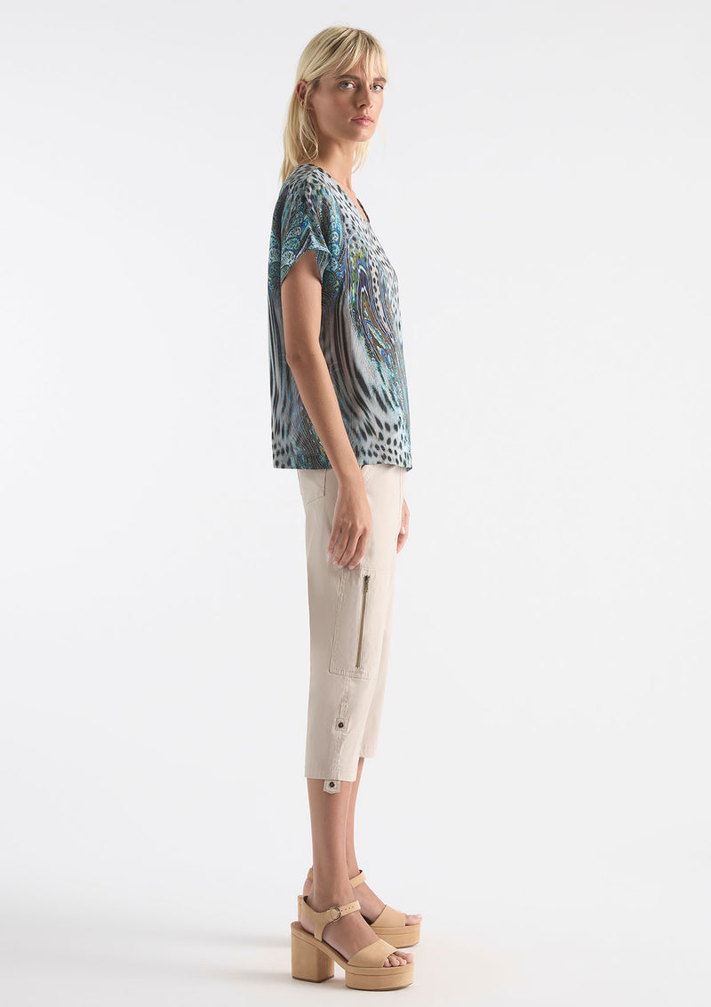 Mela Purdie Peacock Print Silk Cap Shell