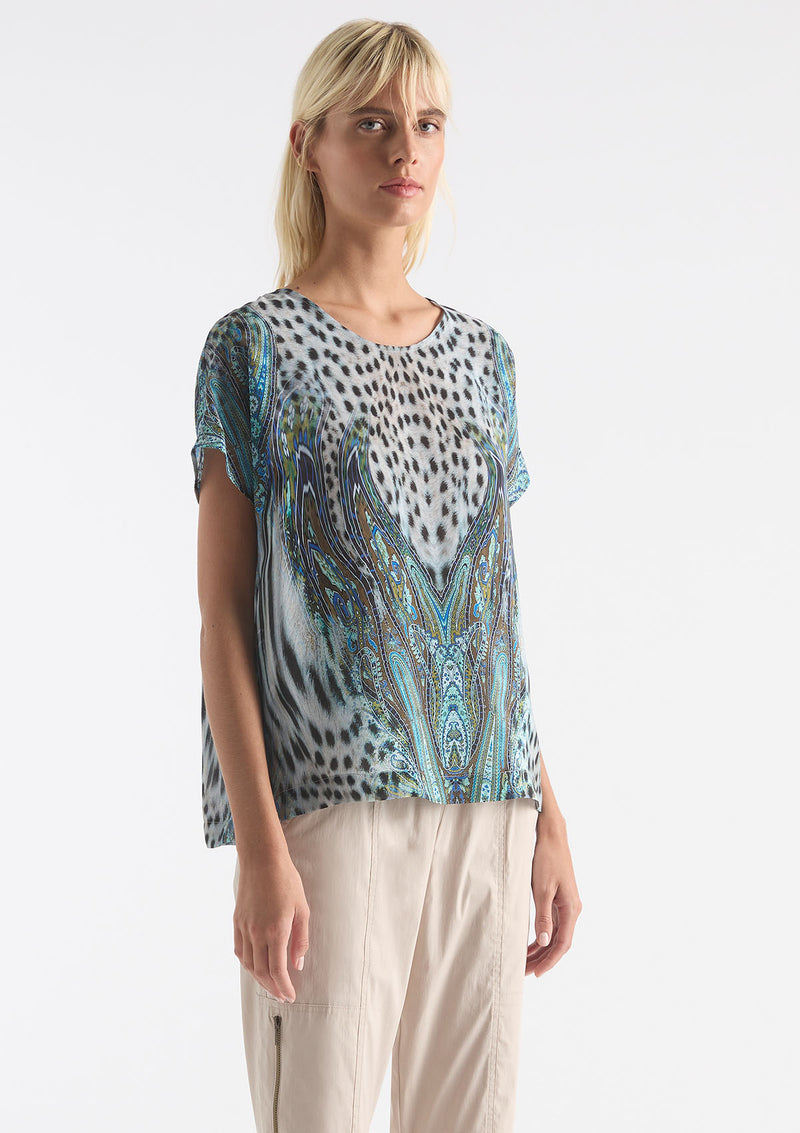 Mela Purdie Peacock Print Silk Cap Shell