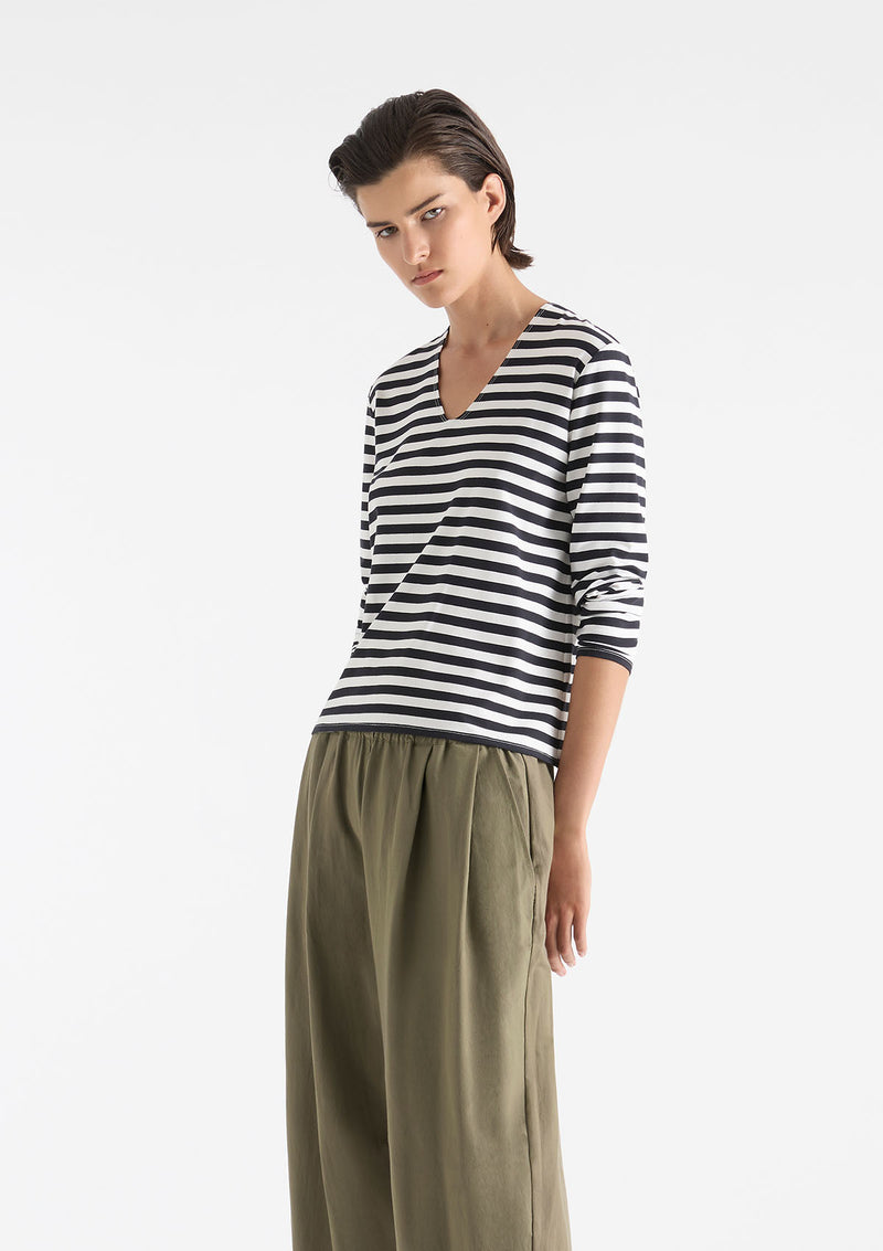 Mela Purdie Bevel Stripe V Neck Top